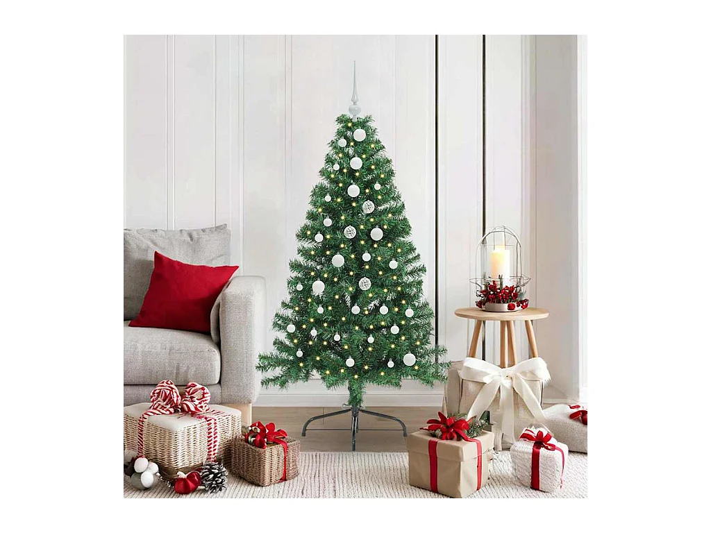 Sapin de Noël artificiel pré-éclairé Vert 150 cm PVC