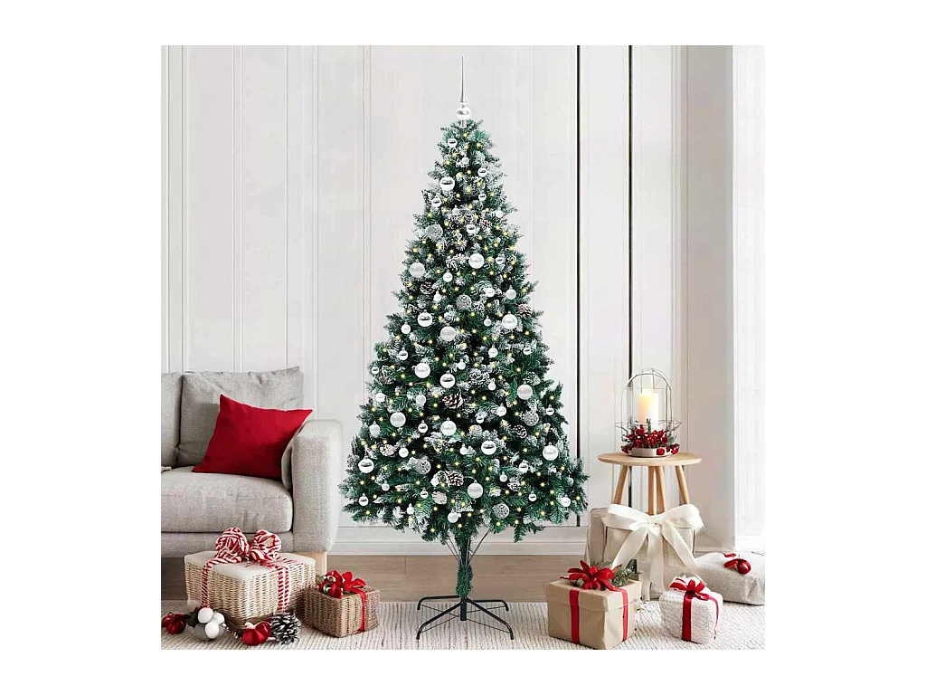 Árbol de Navidad artificial Verde 210 cm PVC y Acero y Plástico