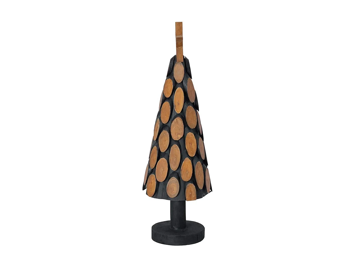 Sapin de Noël avec support Marron 60 cm Bois de teck solide