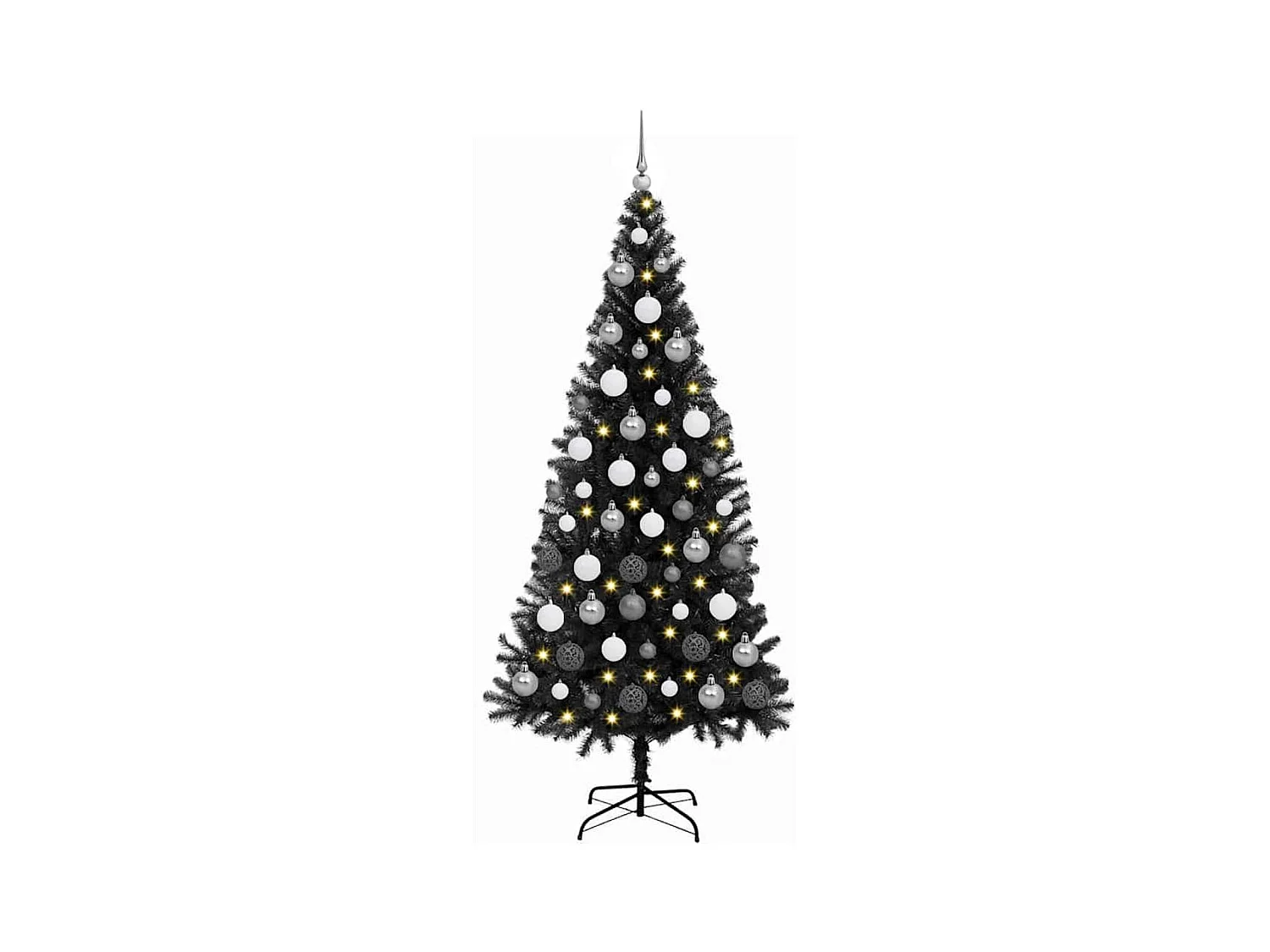 Sapin de Noël avec 300 LED avec support Noir 180 cm PVC