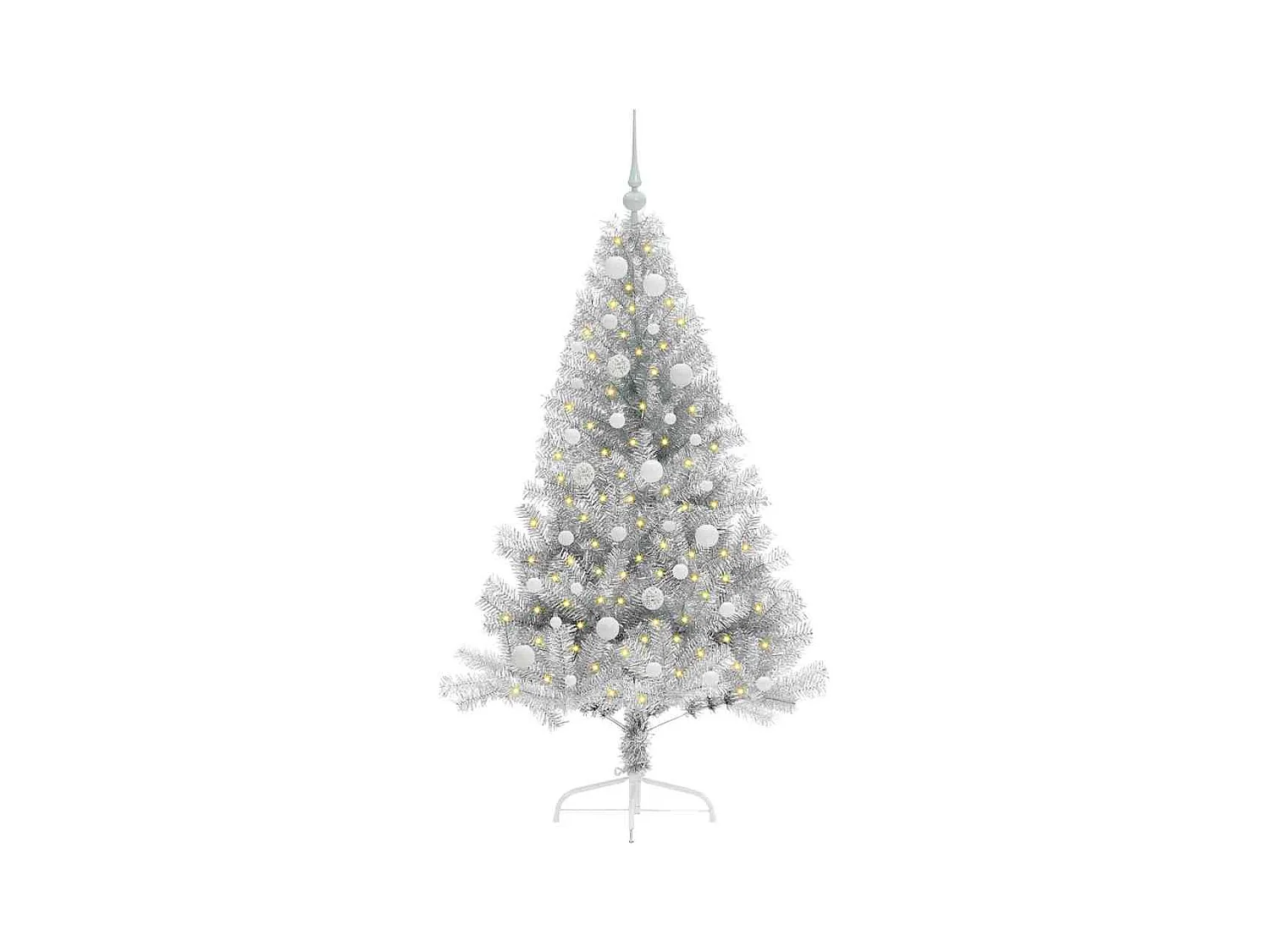 Árbol de Navidad Artificial Preiluminado Plateado 150 cm PET
