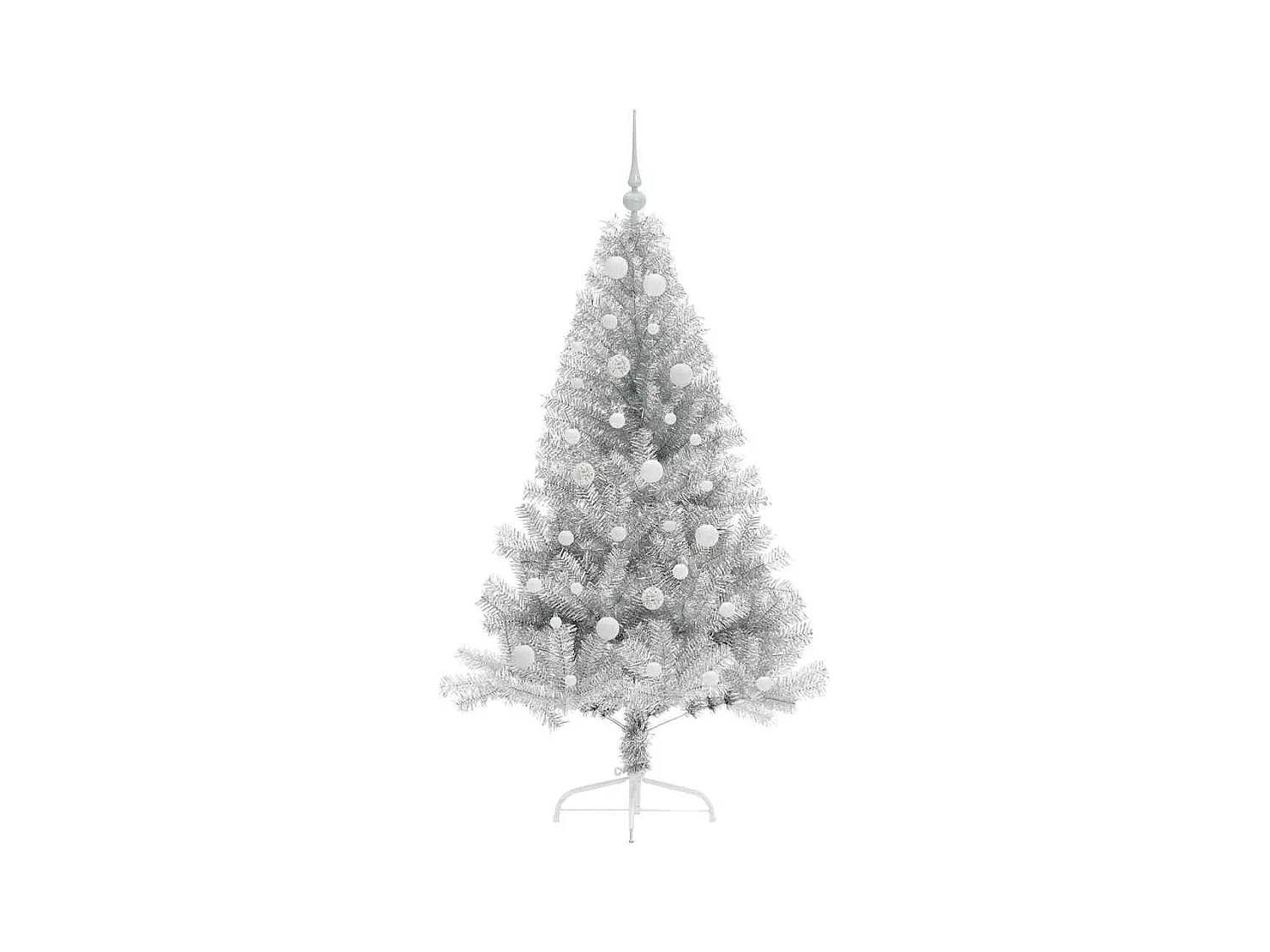 Árbol de Navidad Artificial Preiluminado Plateado 150 cm PET