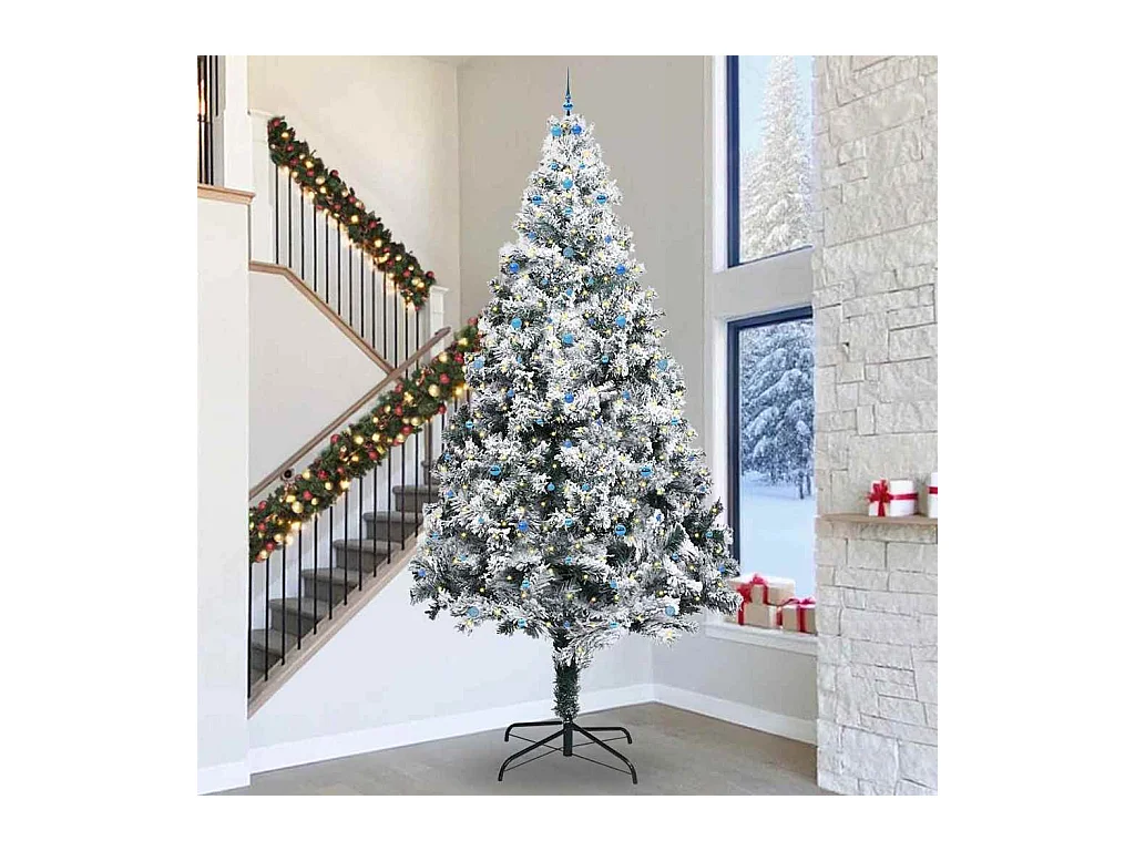 Kunstmatige Voorverlichte Kerstboom met Ballenset Groen 400 cm