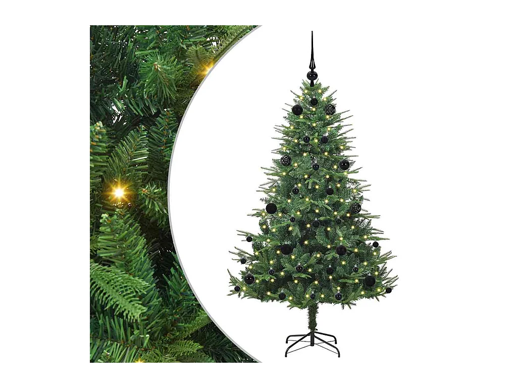 Sapin de Noël artificiel pré-éclairé avec set de boules Vert