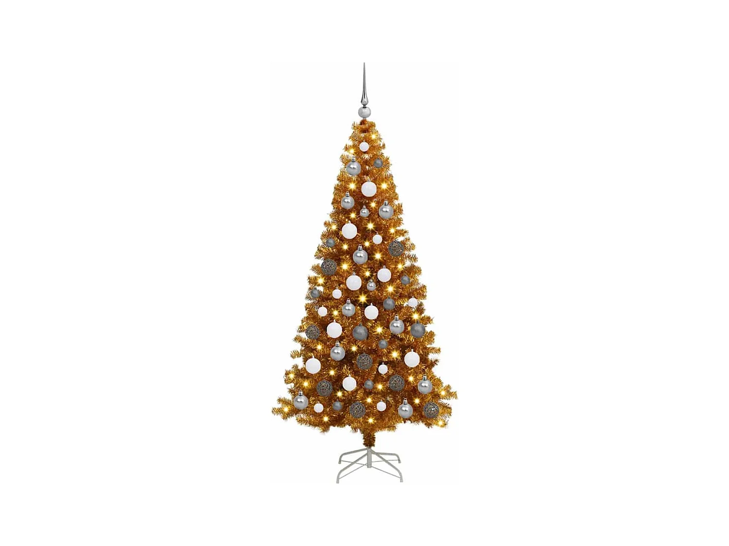 Sapin de Noël avec 300 LED avec support Doré 180 cm PET