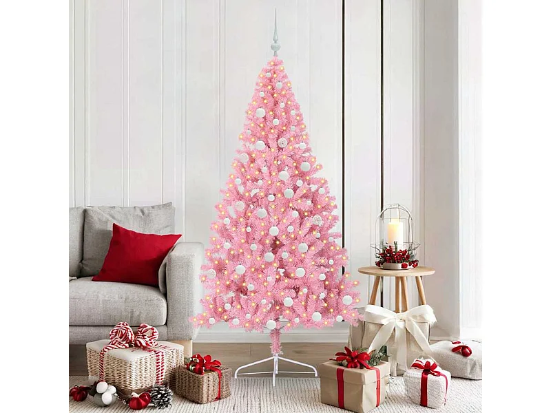 Sapin de Noël artificiel pré-éclairé Rose 180 cm PVC