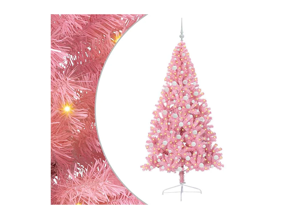 Sapin de Noël artificiel pré-éclairé Rose 180 cm PVC