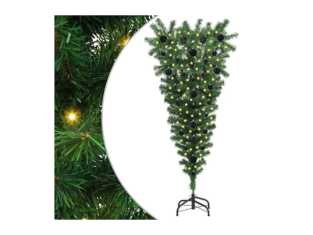 Arbre de Noël artificiel pré-éclairé à l'envers avec ensemble de boules