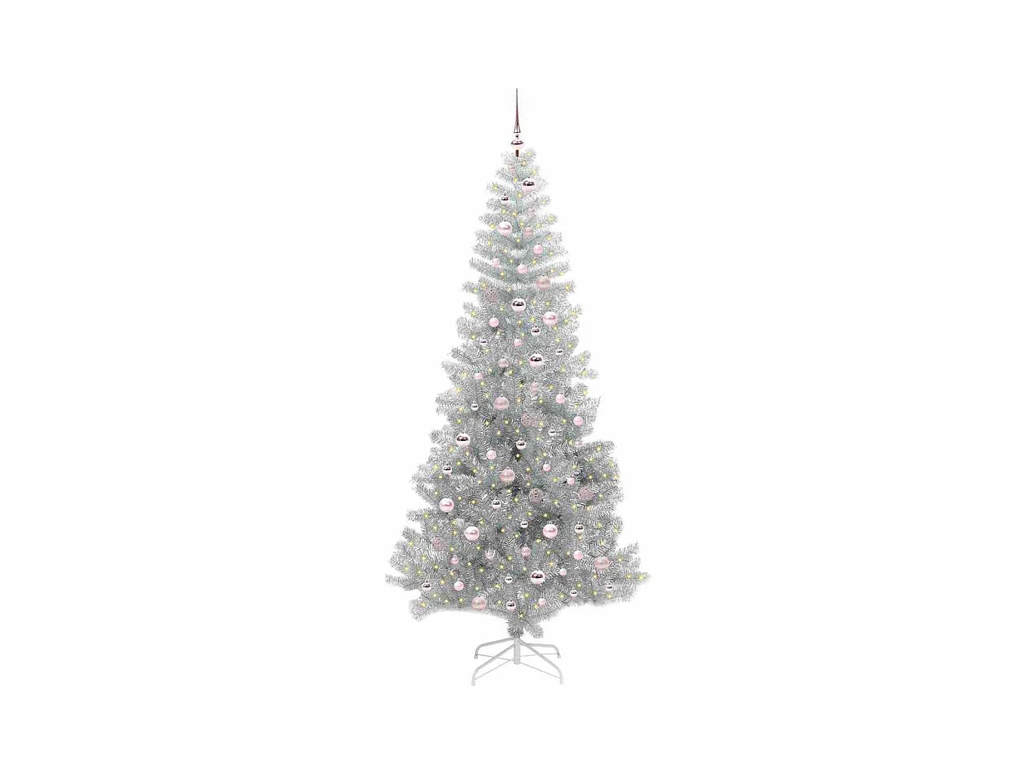 Sapin de Noël avec 300 LED avec support Argent 240 cm PET