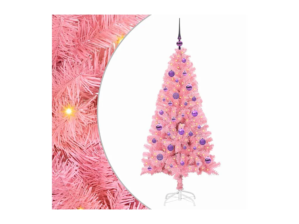 Sapin de Noël avec 150 LED avec support Rose 150 cm PVC