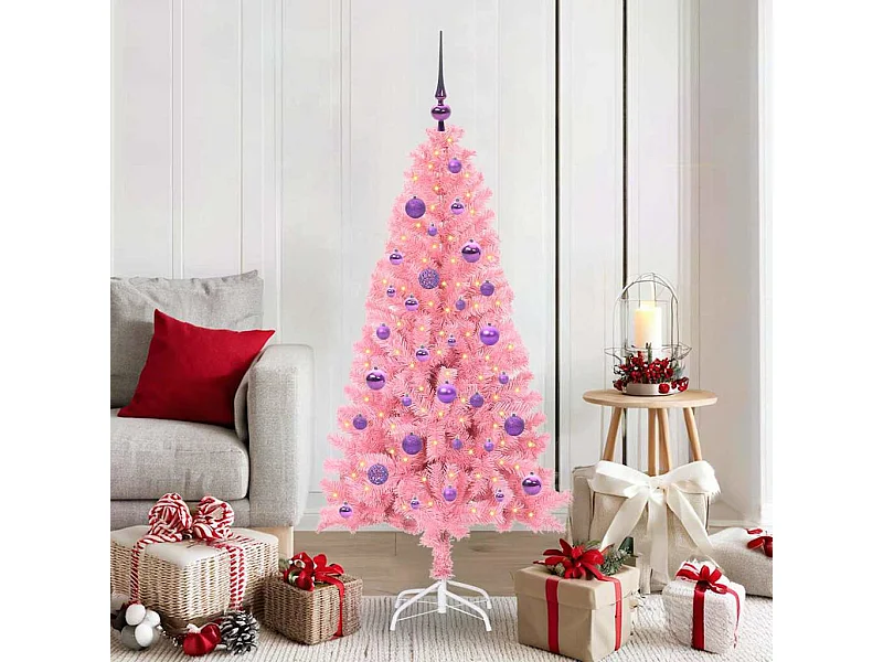 Árbol de Navidad con 150 LED con soporte Rosa 150 cm PVC