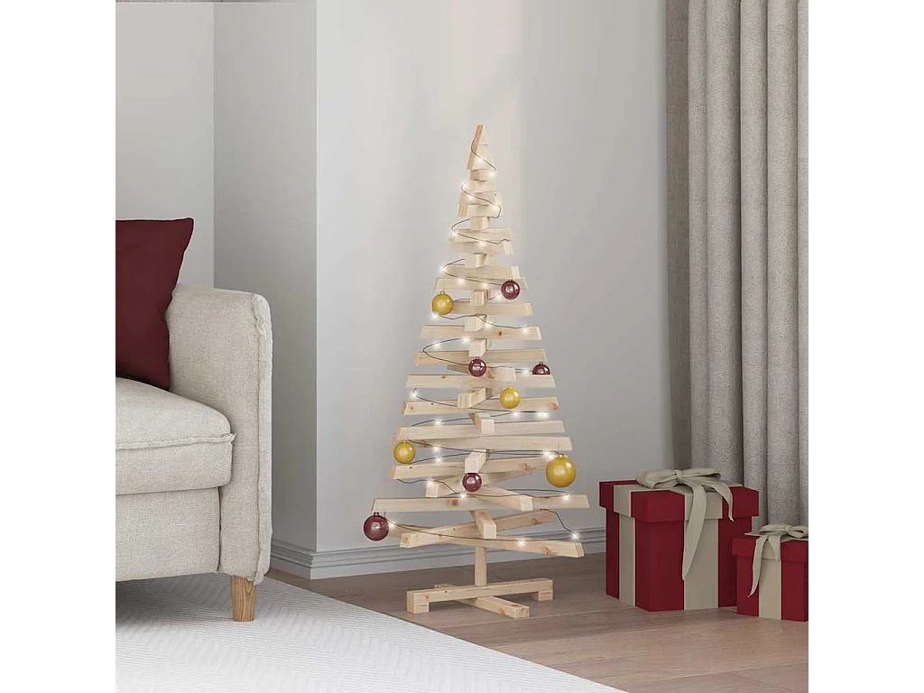 Arbres de Noël avec support Naturel 120 cm Bois massif en pin