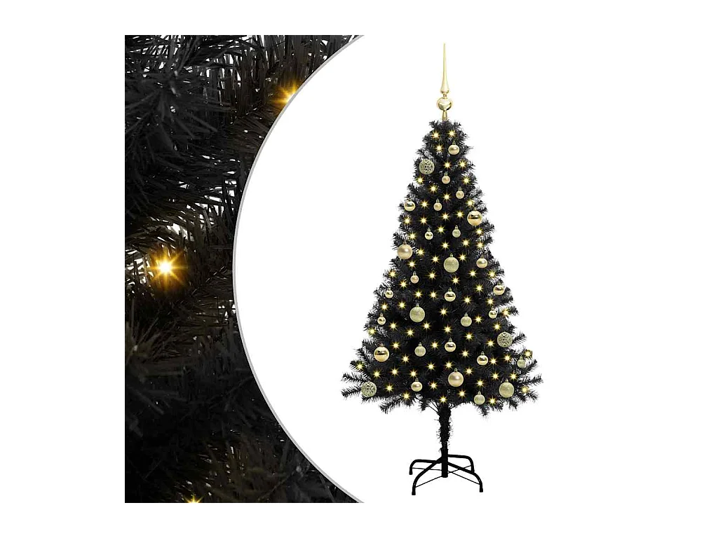 Sapin de Noël avec 150 LED avec support Noir 150 cm PVC