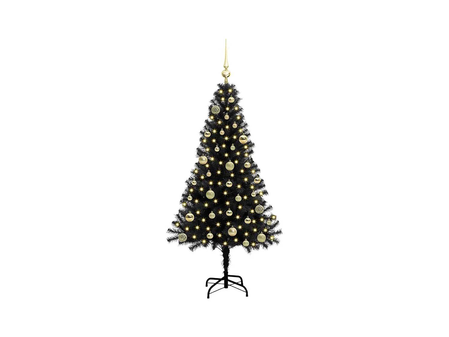 Sapin de Noël avec 150 LED avec support Noir 150 cm PVC