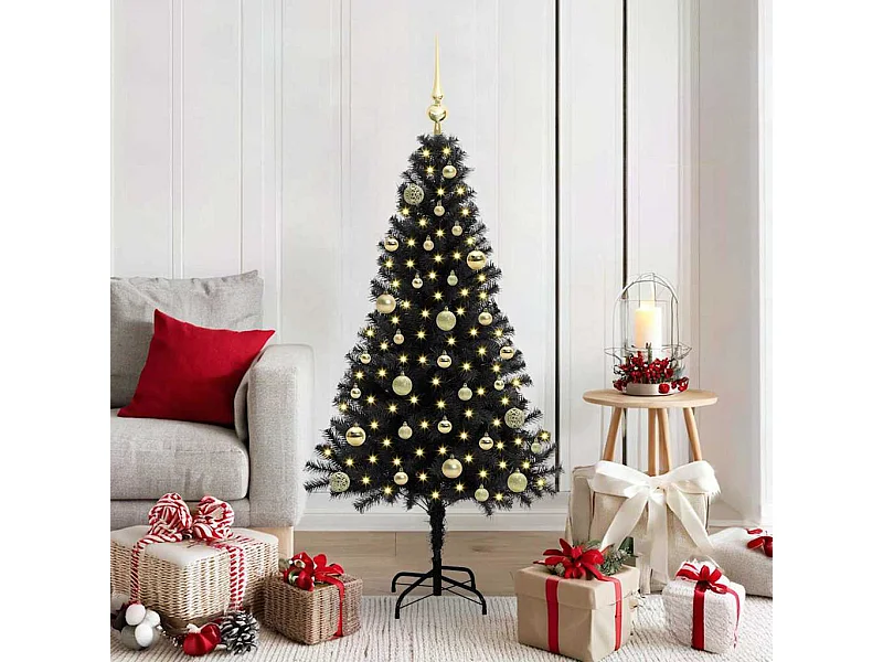 Árbol de Navidad con 150 LED con soporte Negro 150 cm PVC