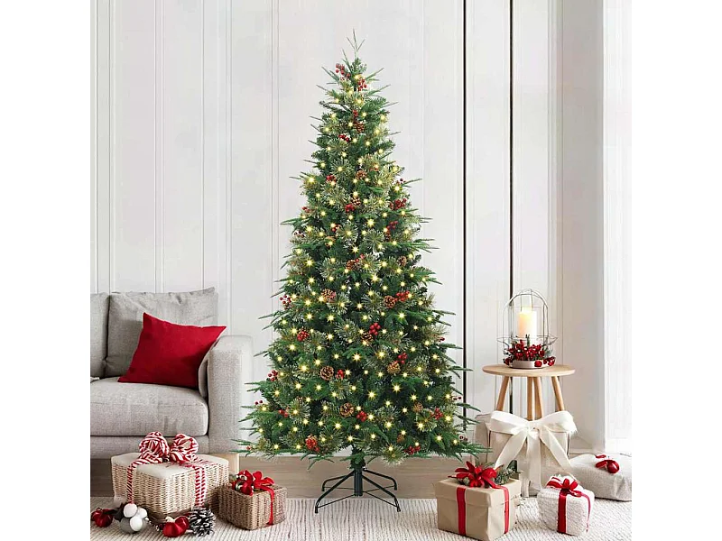 Kunstmatige Hinged Kerstboom met 300 LED Groen 210 cm PE en PVC