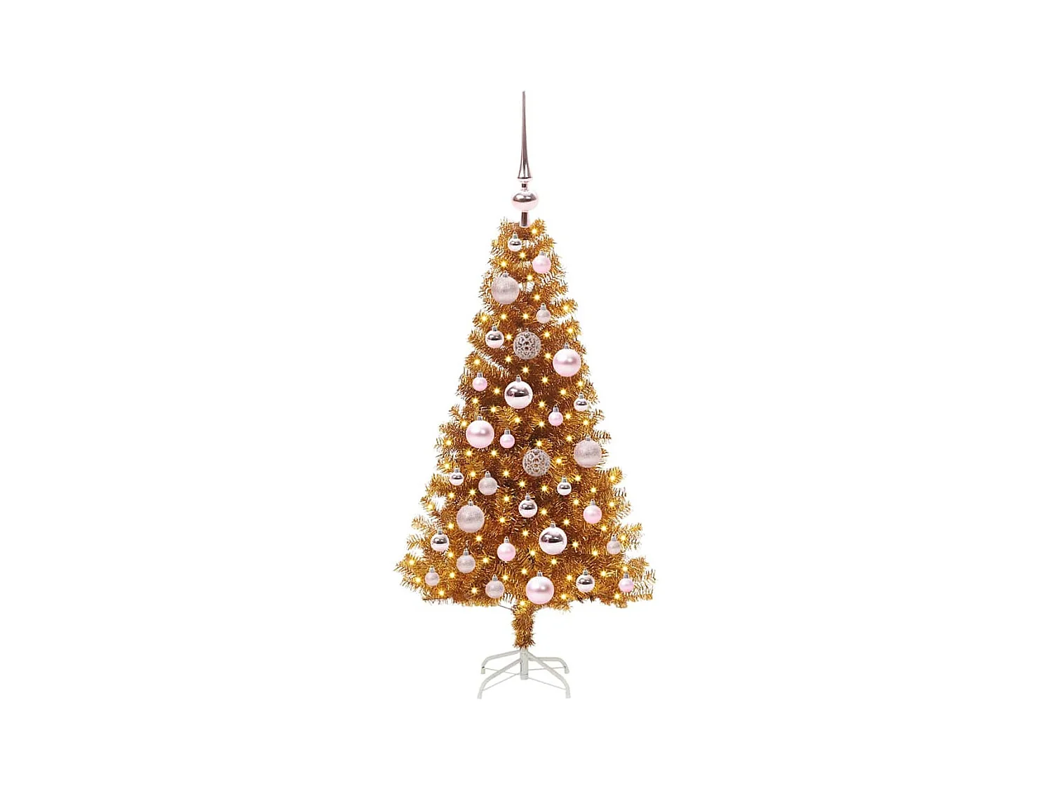 Árbol de Navidad con 150 LED con soporte Dorado 120 cm PET