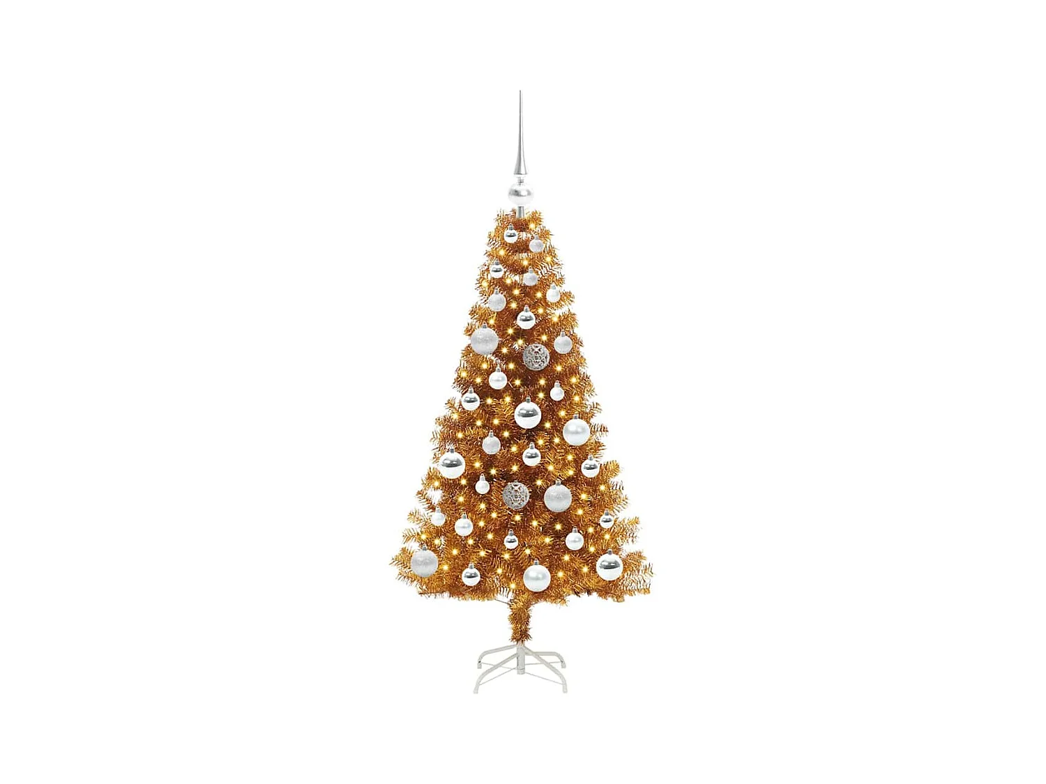 Árbol de Navidad con 150 LED con soporte Dorado 120 cm PET