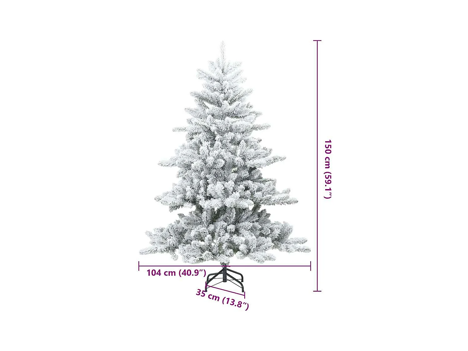 Moderne Kunstmatige Gehingde Kerstboom met Sneeuw en Vilt Wit