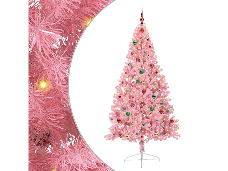 Sapin de Noël artificiel pré-éclairé Rose 180 cm PVC
