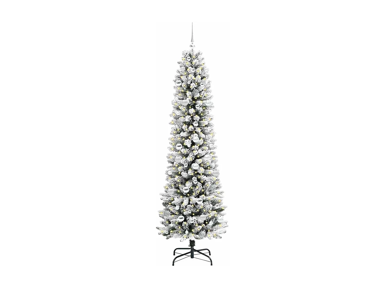 Kunstkerstboom Groen en wit 210 cm PVC en Metaal en Plastic