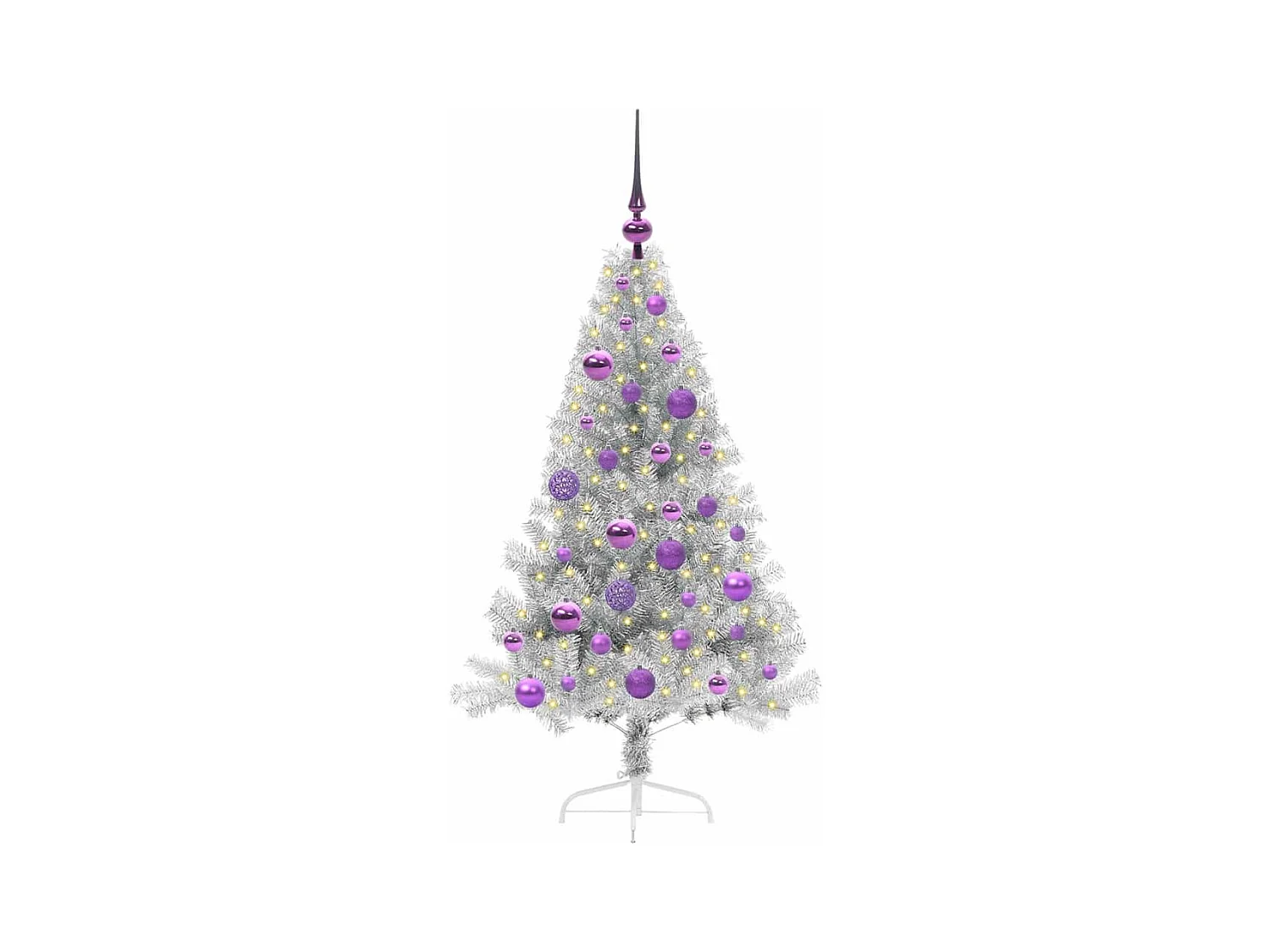 Árbol de Navidad Artificial Preiluminado Plateado 120 cm PET