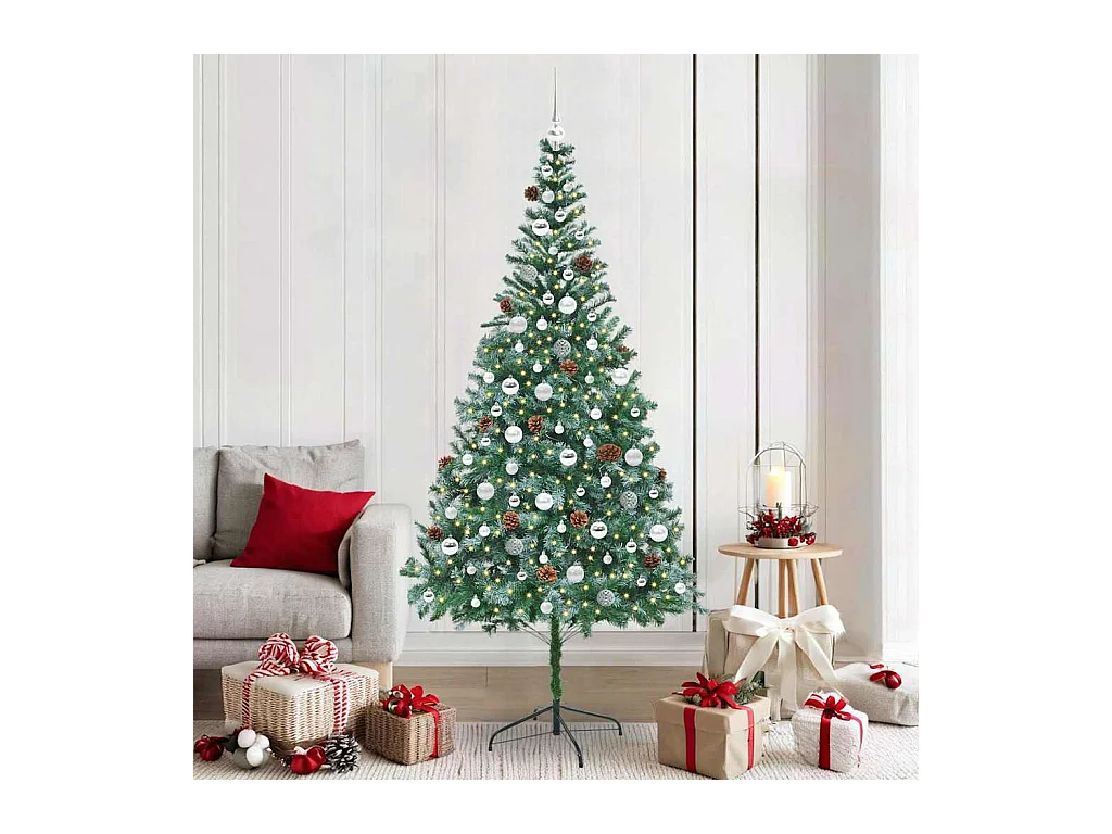 Árvore de Natal Artificial com 300 LEDs Verde 210 cm PVC e Aço