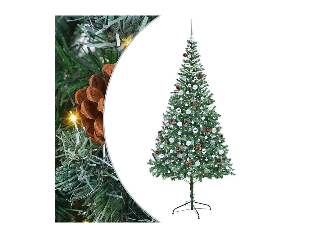 Árvore de Natal Artificial com 300 LEDs Verde 210 cm PVC e Aço