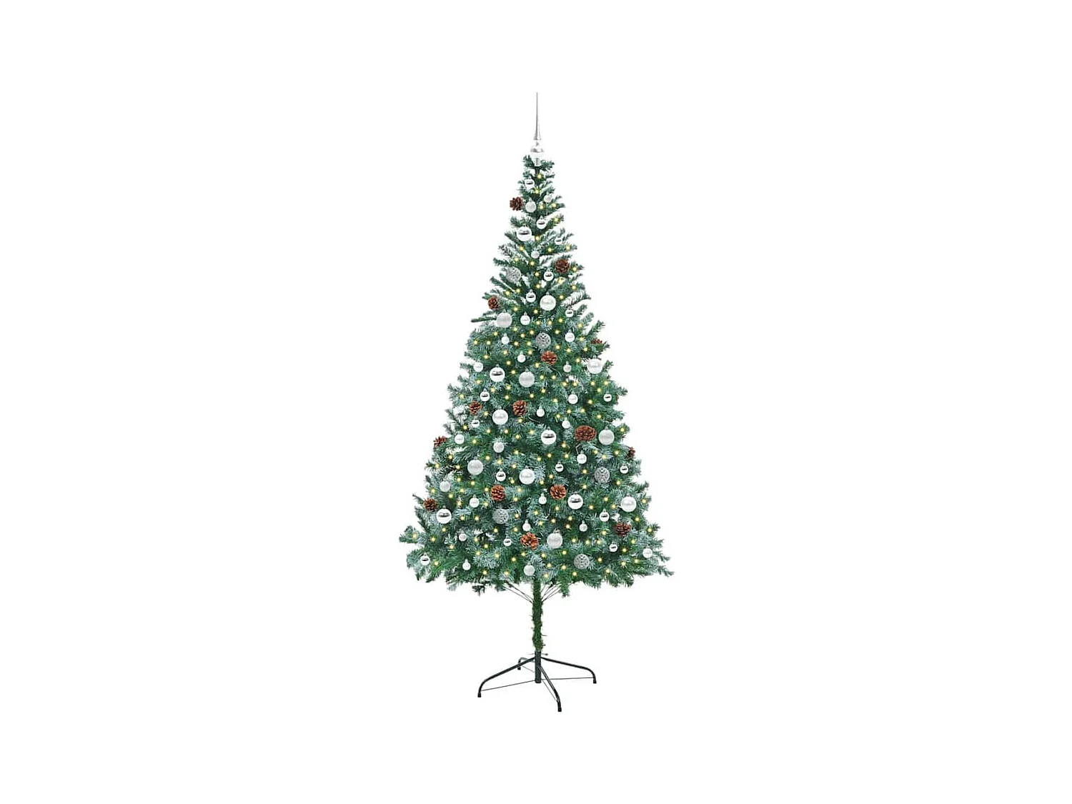 Árvore de Natal Artificial com 300 LEDs Verde 210 cm PVC e Aço