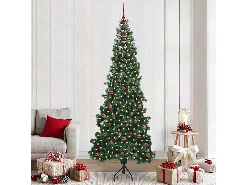 Arbre de Noël artificiel d'angle Vert 240 cm PVC et métal