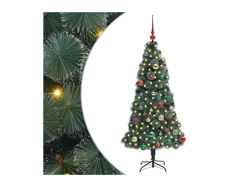Árbol de Navidad artificial preiluminado con set de bolas