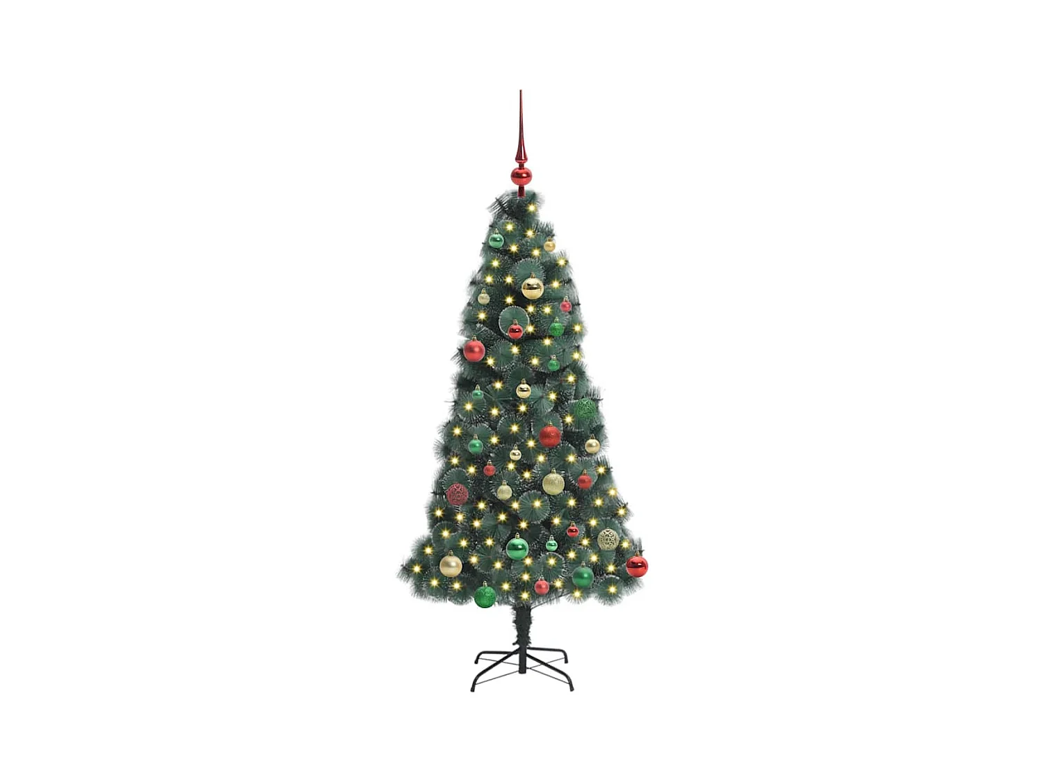 Árbol de Navidad artificial preiluminado con set de bolas