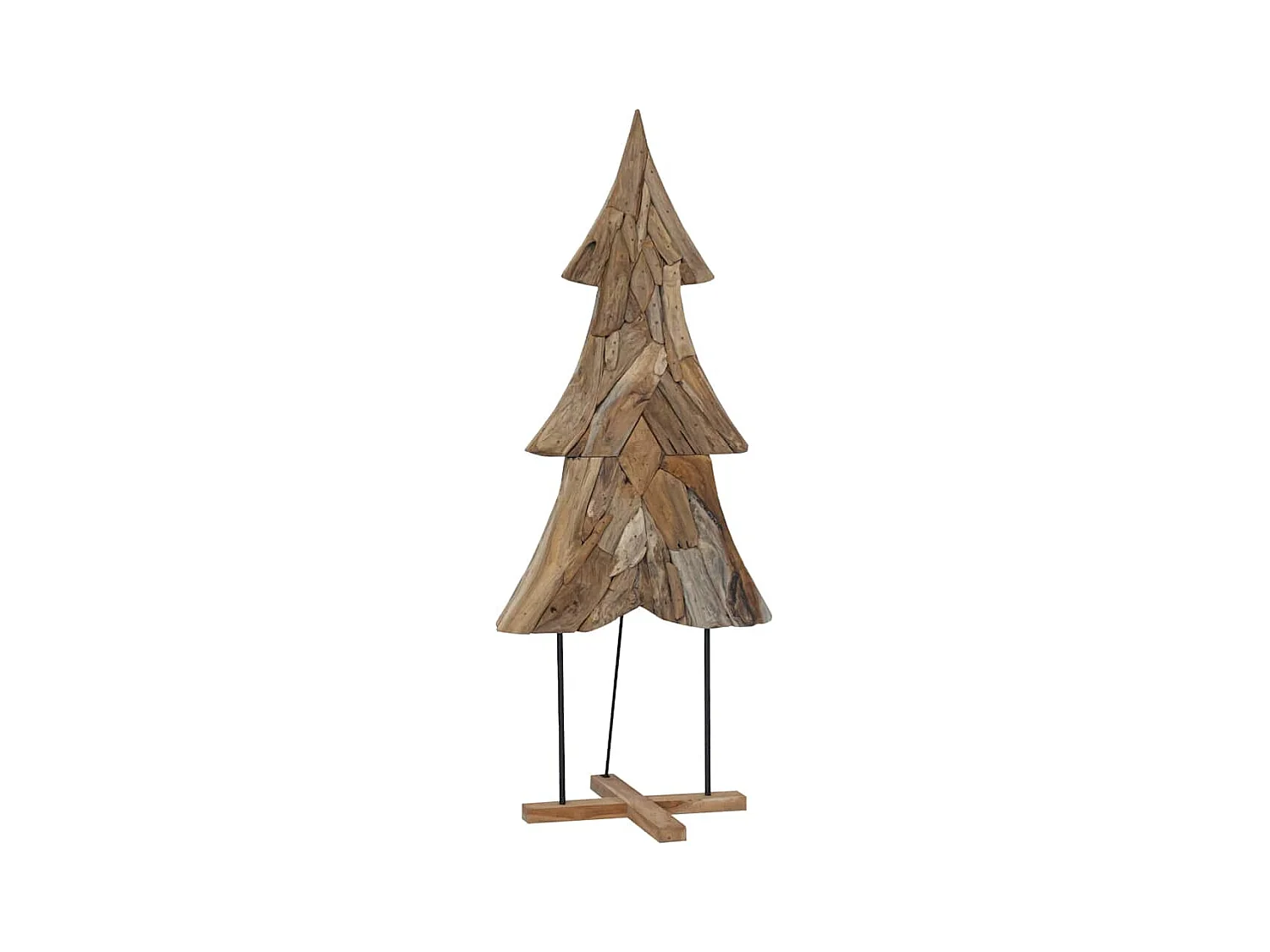 Sapin de Noël avec support Marron 180 cm Bois de teck solide