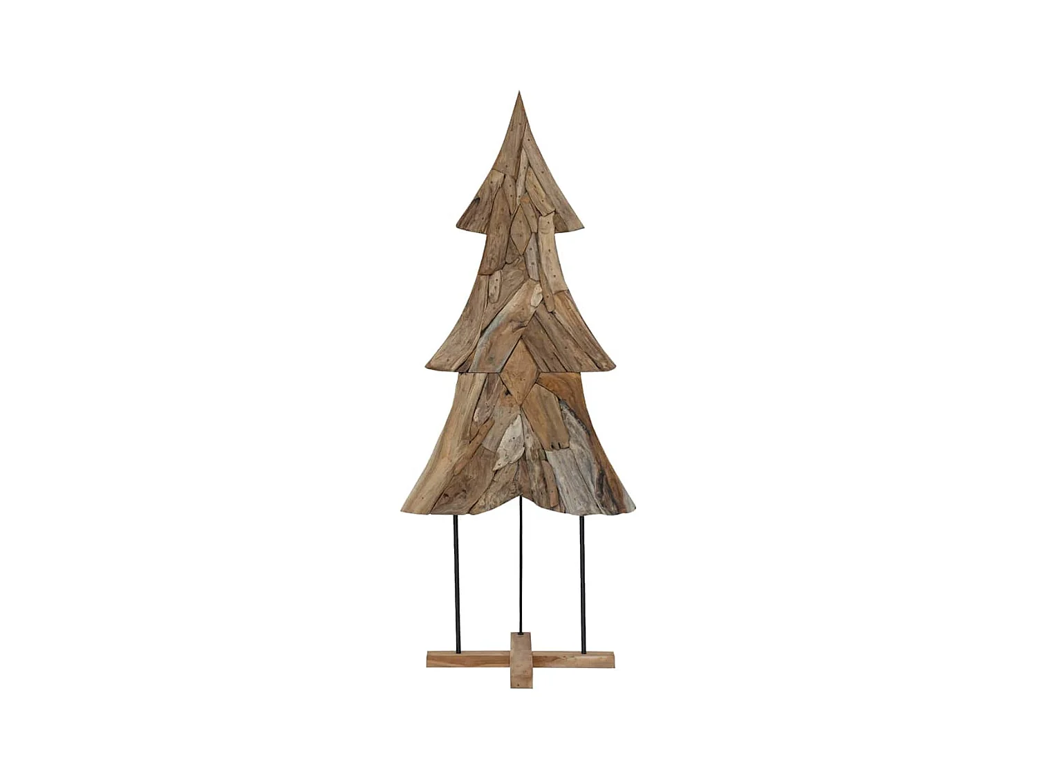 Sapin de Noël avec support Marron 180 cm Bois de teck solide