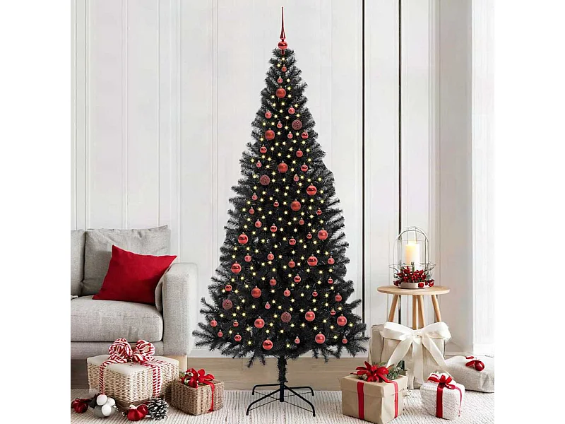 Árbol de Navidad con 300 LED con soporte Negro 210 cm PVC