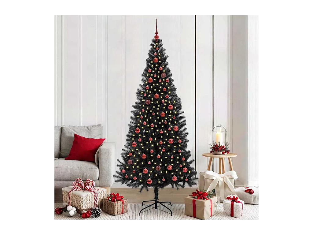 Árbol de Navidad con 300 LED con soporte Negro 210 cm PVC