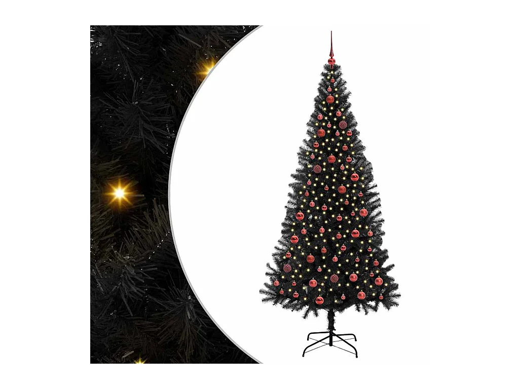 Árbol de Navidad con 300 LED con soporte Negro 210 cm PVC