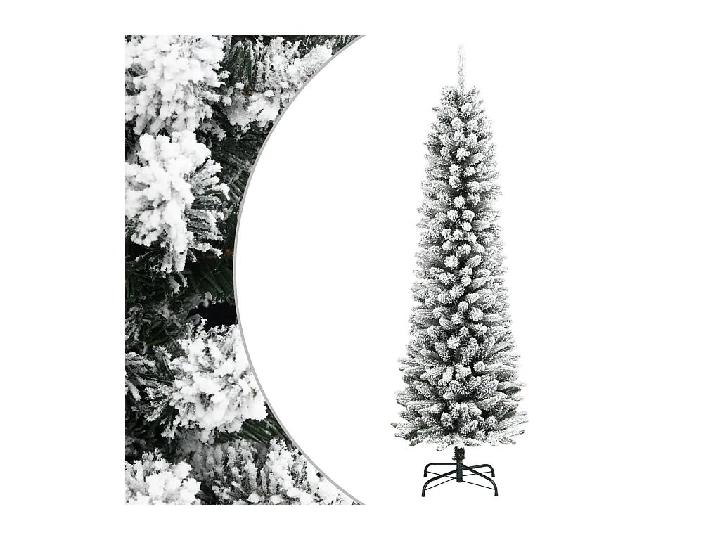 Árvore de Natal artificial fina com neve PVC e PE 210 cm