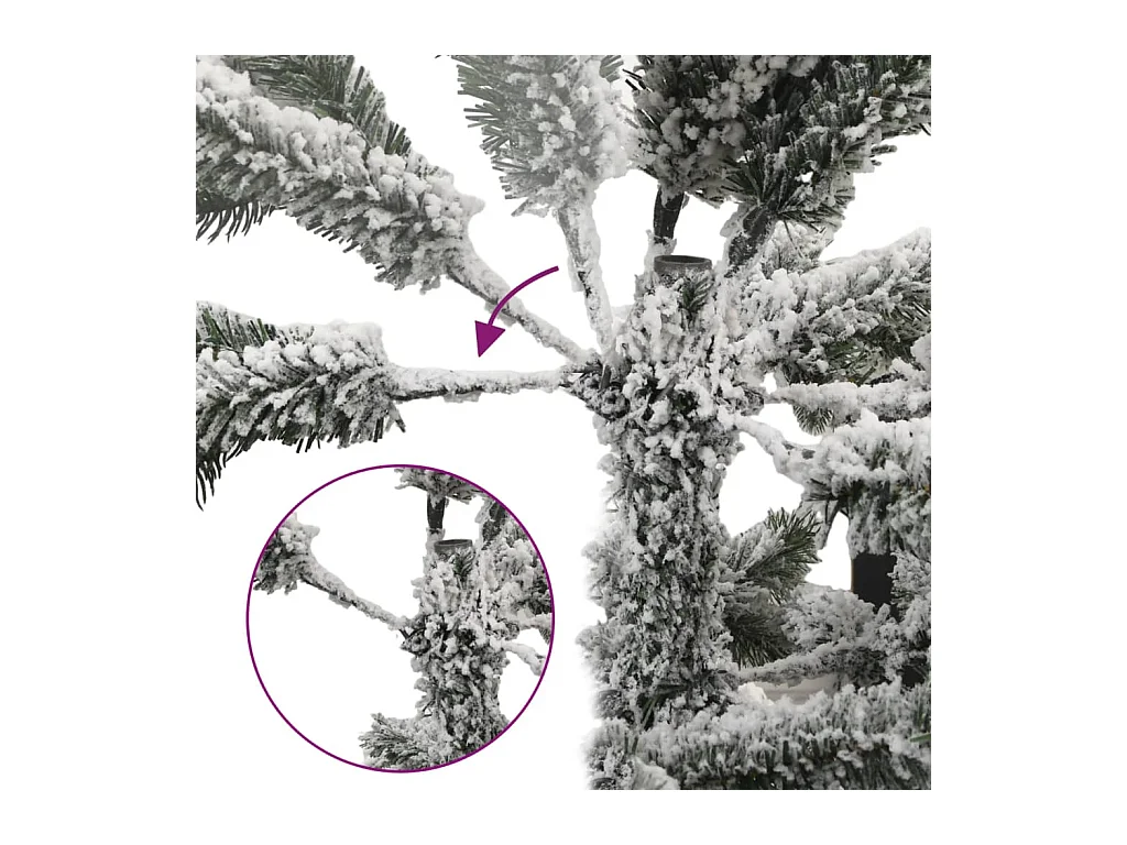 Árvore de Natal artificial fina com neve PVC e PE 210 cm