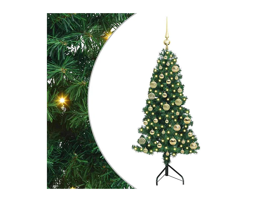 Arbre de Noël artificiel d'angle Vert 120 cm PVC et métal