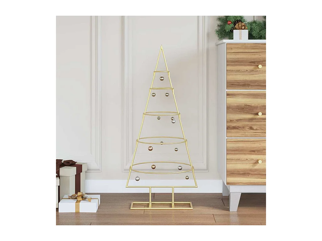 Árbol de Navidad de metal con soporte Dorado 90 cm