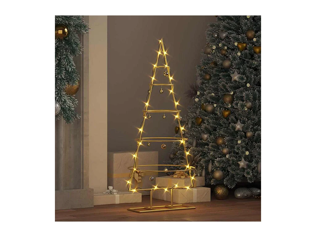 Árbol de Navidad de metal con soporte Dorado 90 cm