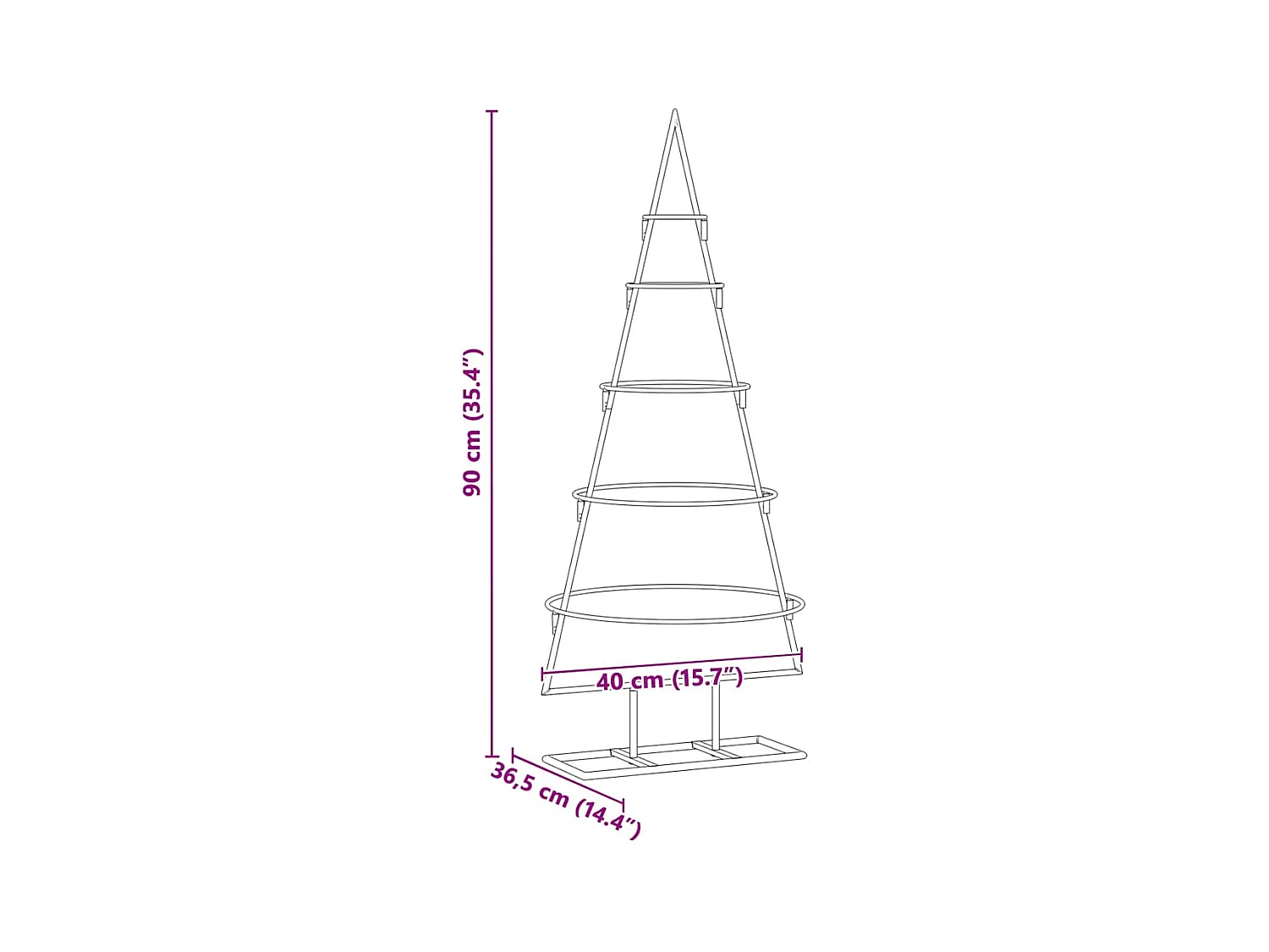 Árbol de Navidad de metal con soporte Dorado 90 cm