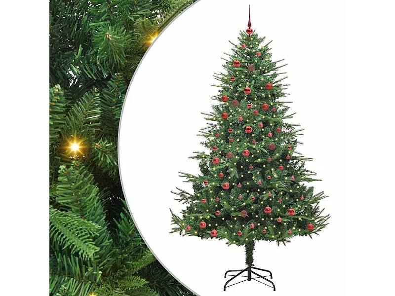 Árbol de Navidad artificial preiluminado con juego de bolas