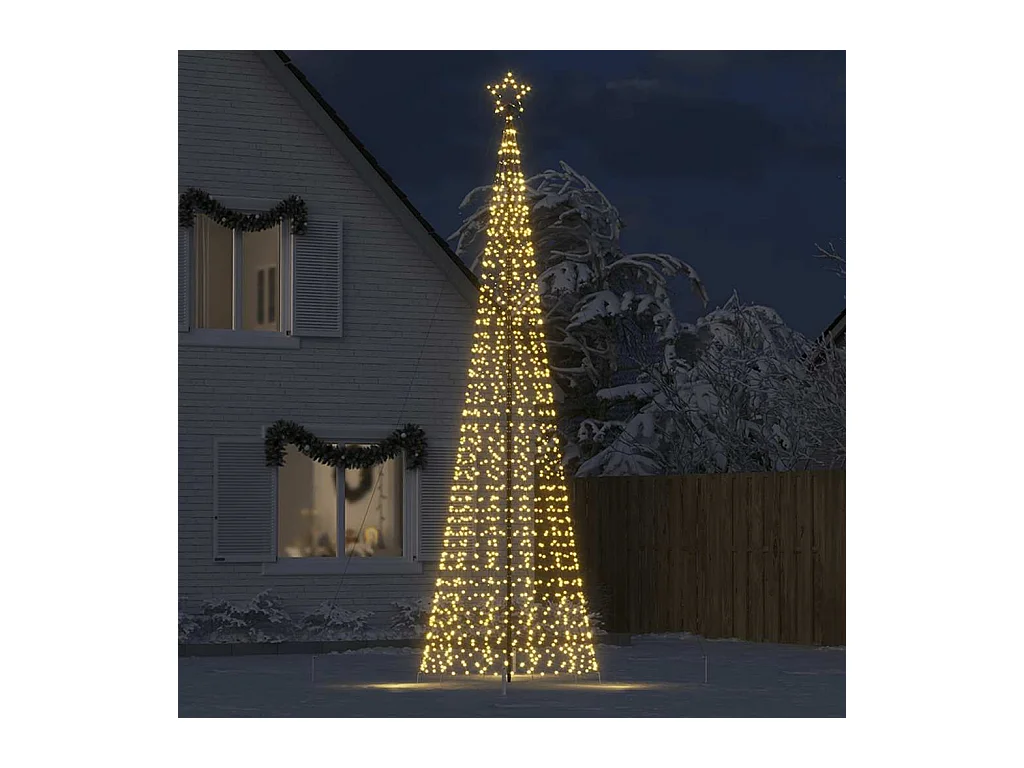 Árbol de Navidad LED con estacas 1534 LEDs blanco cálido 500 cm
