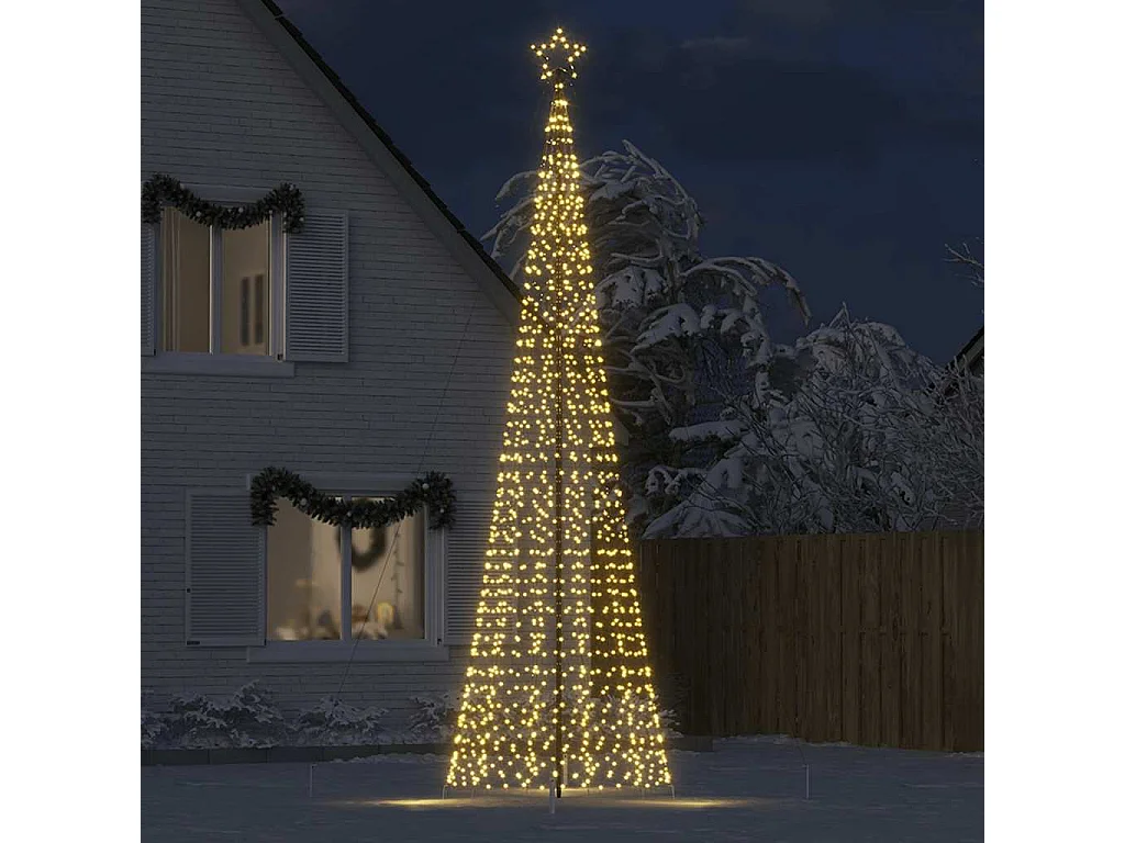 Árbol de Navidad LED con estacas 1534 LEDs blanco cálido 500 cm