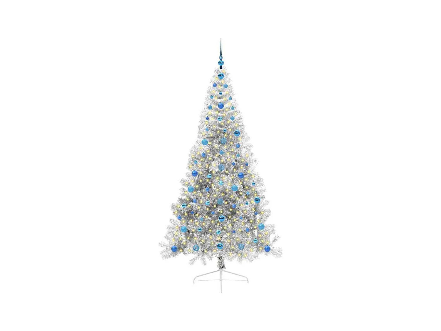 Árvore de Natal Artificial Pré-iluminada Prateado 210 cm PET