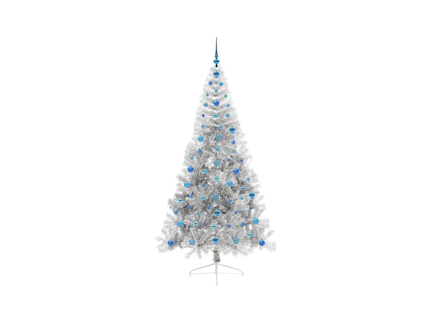 Árvore de Natal Artificial Pré-iluminada Prateado 210 cm PET