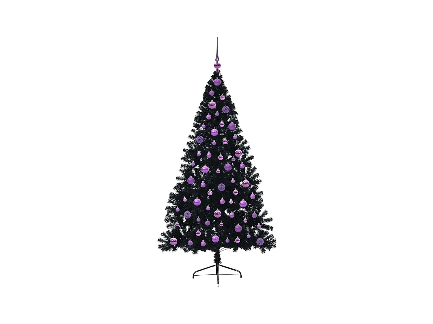 Árbol de Navidad Artificial Preiluminado Negro 180 cm PVC