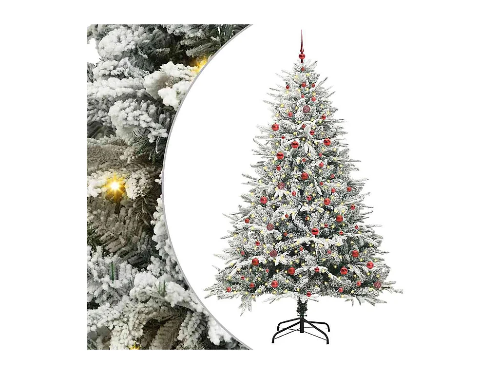 Sapin de Noël artificiel pré-éclairé avec set de boules Vert